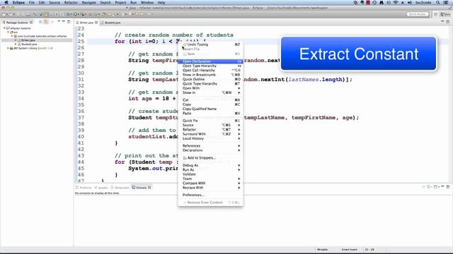 Java Eclipse Tutorial - Part 6.1: Refactoring Code (Extract Constants and Variables) смотреть онлайн