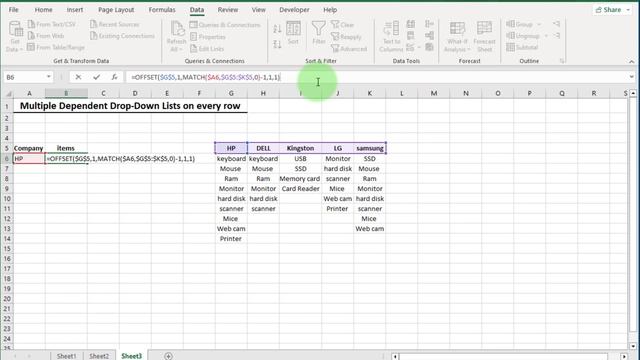 Multi dependent drop down list on every row | Microsoft Excel Series смотреть онлайн