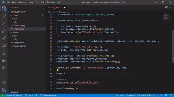 RabbitMQ- Tutorial 14b - Request Response Pattern Implementation in C#