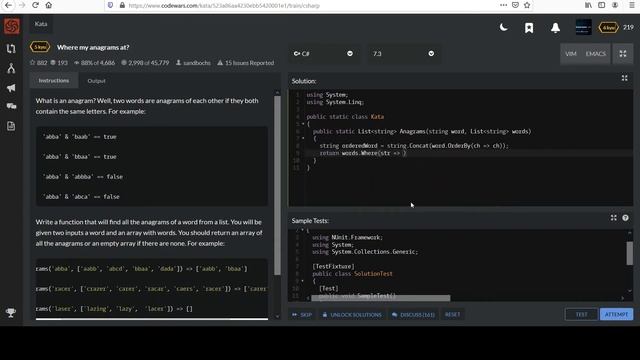 Code Wars C# 70: Where My Anagrams At? смотреть онлайн