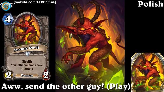 Hearthstone: Sneaky Devil card sounds in 14 languages -Kobolds & Catacombs смотреть онлайн