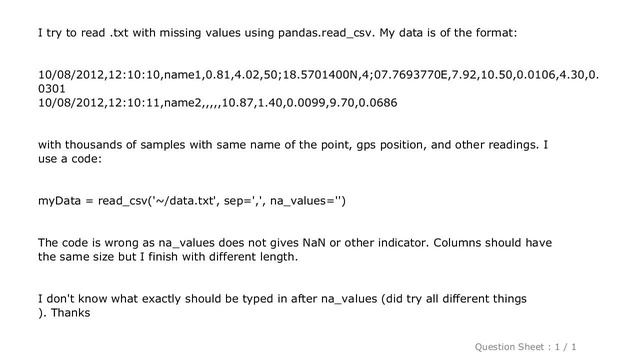Pandas : reading file with missing values in python pandas смотреть онлайн