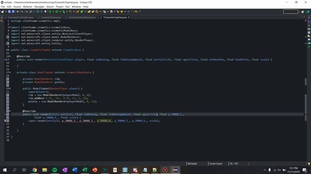 How to code a Minecraft PVP Client: Episode #13: Cosmetic Base & TopHat Cosmetic смотреть онлайн
