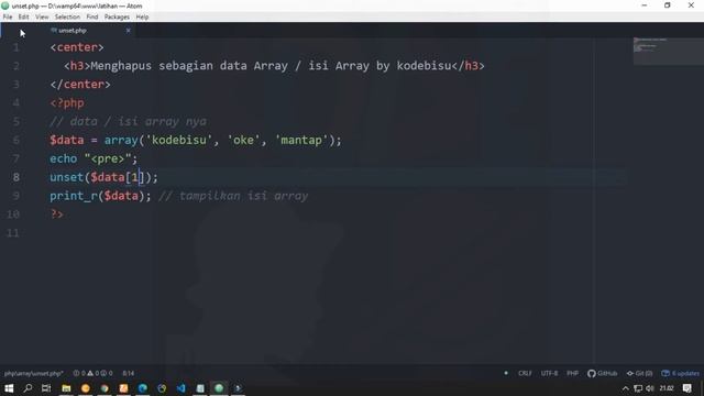 Cara Mudah Menghapus isi Array yang sudah ditentukan (unset) смотреть онлайн