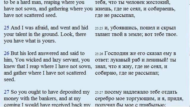Английский язык по Библии. NKJV Audio Bible. Gospel of Matthew 25. Евангелие от Матфея 25 смотреть онлайн