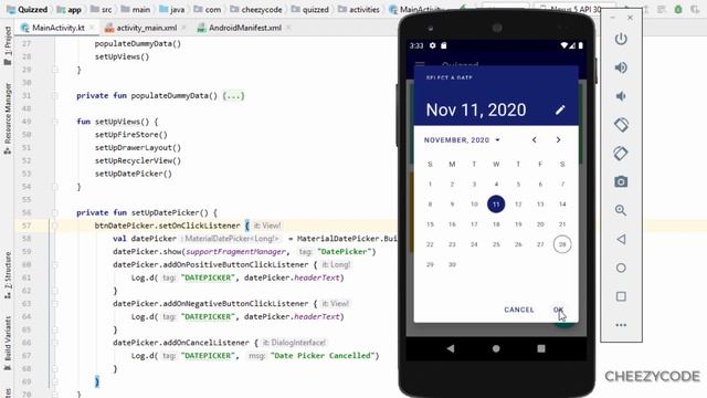Android Date Picker Example - Query Firestore - Quiz App | CheezyCode #9 смотреть онлайн