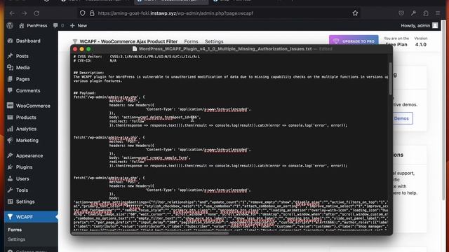[ WordPress ] WCAPF Plugin v4.1.0 - Multiple Missing Authorization Issues смотреть онлайн