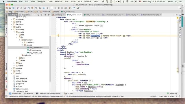 lesson 20 real time chat app laravel vuejs pusher My rooms смотреть онлайн