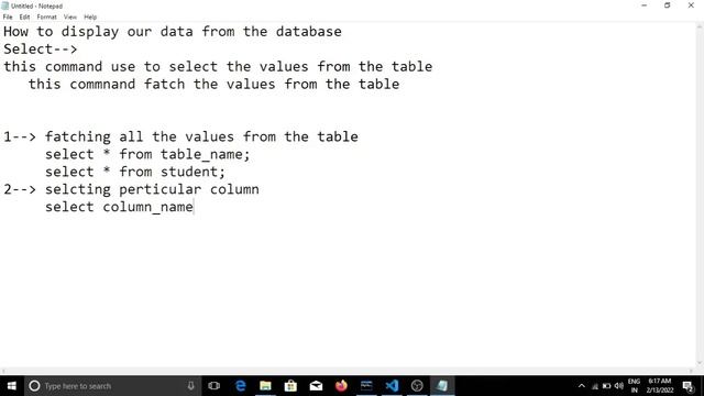 How to Use select Command in MYSQL || Fetching data from the database in MYSQL смотреть онлайн