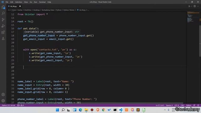 Python Tkinter GUI #04 - Contacts GUI App - ინფუთ მონაცემების დამუშავება და შენახვა смотреть онлайн