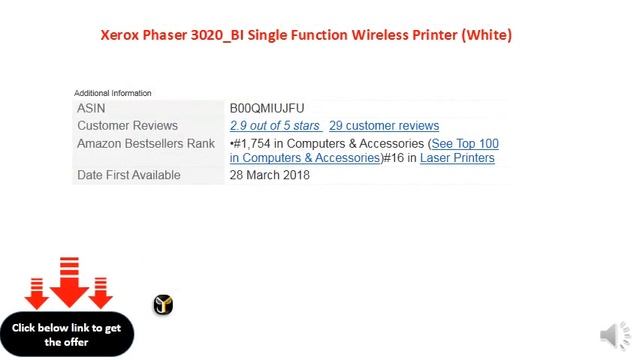 Xerox Phaser 3020_BI Single Function Wireless Printer (White) смотреть онлайн
