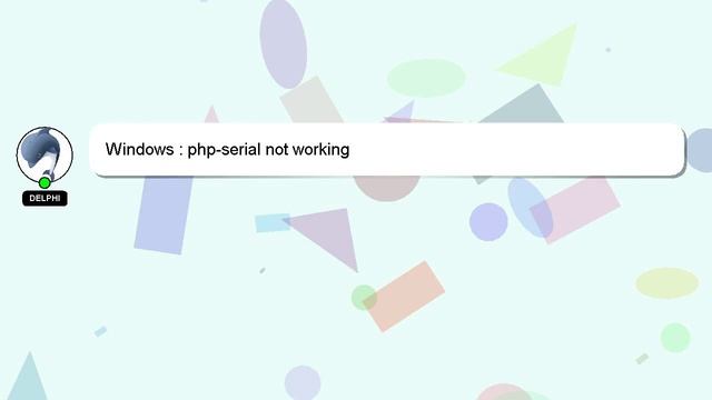 Windows : php-serial not working смотреть онлайн