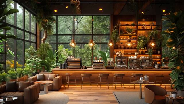 Smooth Jazz Music at Cozy Coffee Shop Ambience ☕ Relaxing Jazz Instrumental Music for Studying, Wor смотреть онлайн