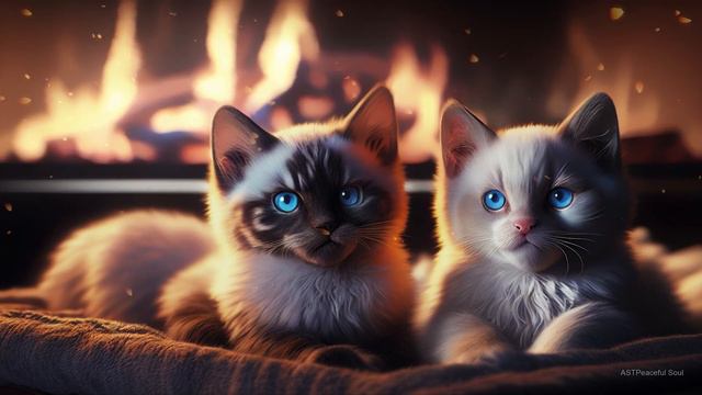 🐈Relax With Two Purring Ragdoll Cats And A Crackling Fireplace ASMR 🔥 Fall Asleep To Calming