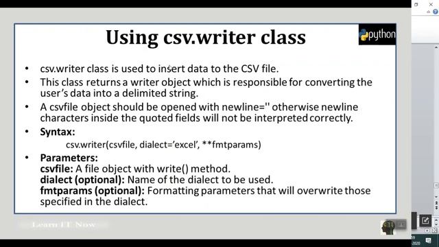 Python File Handling - CSV File смотреть онлайн