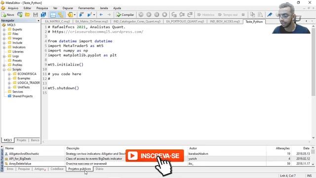 Como trabalhar com Python e MT5 no MetaEditor смотреть онлайн