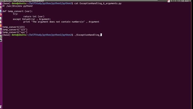 python2 Exception Handling try except ValueError Argument смотреть онлайн
