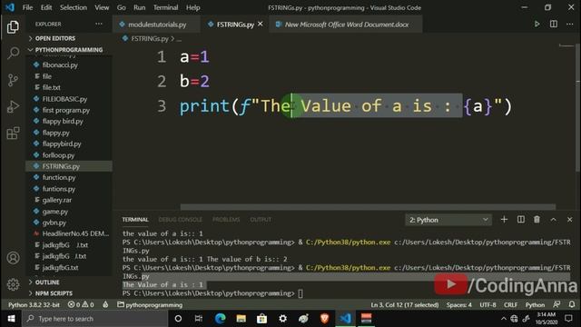 #40 Fstrings in Python || Python Tutorials in Tamil|| #CodingAnna смотреть онлайн