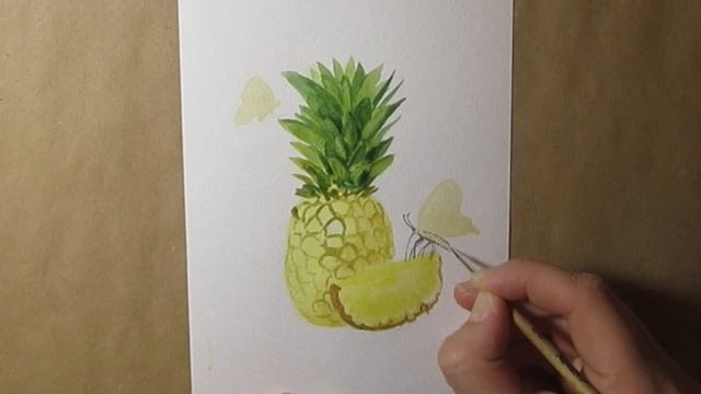 Рисуем Ананас с бабочками акварелью. Для начинающих смотреть онлайн