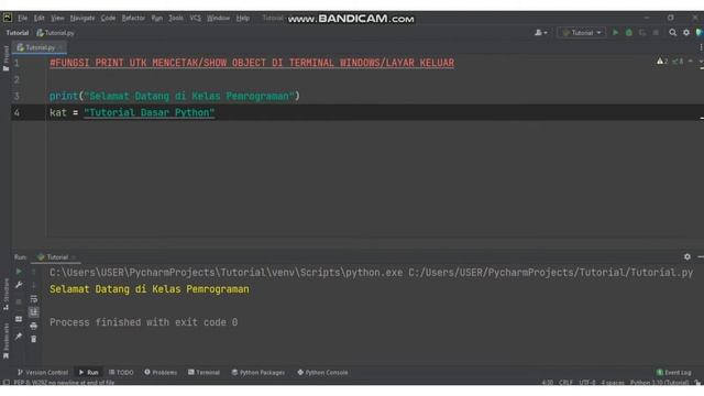 PYTHON TUTORIAL-MENAMPILKAN OBJECT DI TERMINAL WINDOWS (PRINT - PYTHON) #pythonprogramming #python смотреть онлайн
