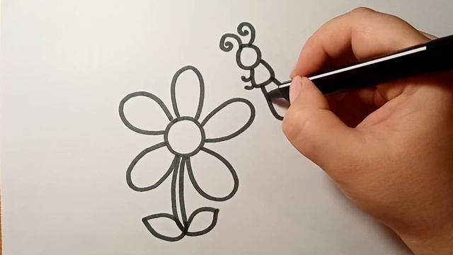 Как нарисовать бабочку на цветке. Рисунок на 8 марта. Рисунок для мамы к 8 марта смотреть онлайн
