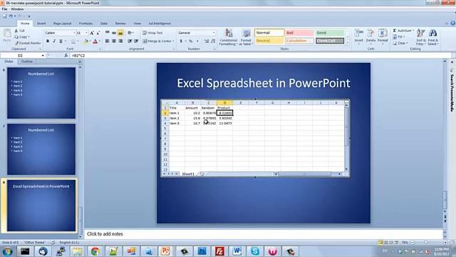 Excel Spreadsheet in PowerPoint 2010 смотреть онлайн