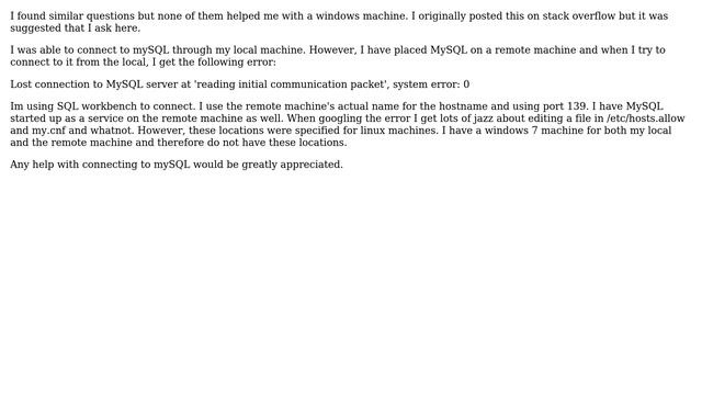 Lost connection to MySQL server at 'reading initial communication packet', system error: 0 with... смотреть онлайн