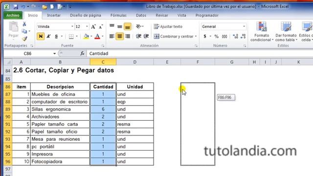 Excel 2010 Basico: 2.6 Cortar Copiar y Pegar Datos смотреть онлайн