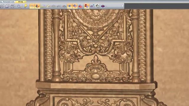 3D модель резных часов смотреть онлайн