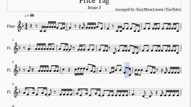 Flute Sheet Music: How to play Price Tag by Jessie J смотреть онлайн