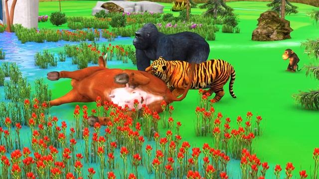 Temple Run Funny Monkey Run Away Tiger Escape Maze Game | Cow vs Tiger Trapped in Cage смотреть онлайн