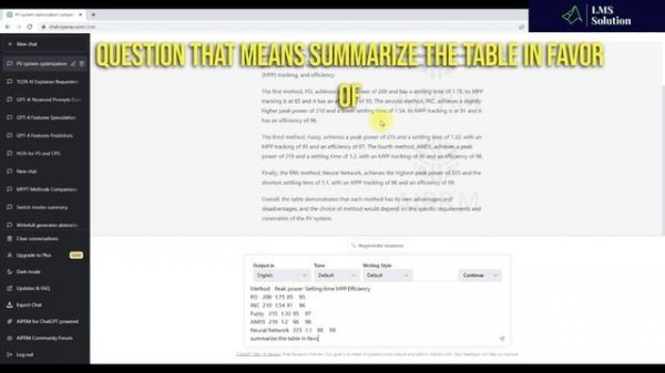 How to summarize the table for research paper writing using chat gpt | Research paper writing |