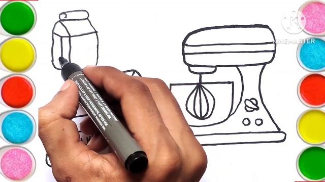 Dough mixer drawing painting and colouring for kids and Toddlers How to draw Dough mixer | for kids смотреть онлайн