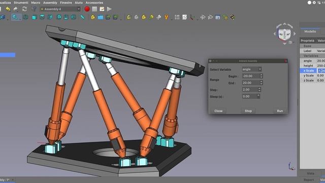 Hexapod animation with Freecad and Assembly4 Workbench. смотреть онлайн