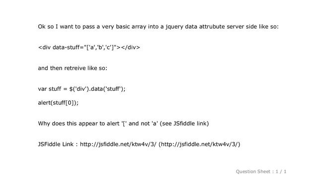 jQuery : How to pass an array into jQuery .data() attribute смотреть онлайн
