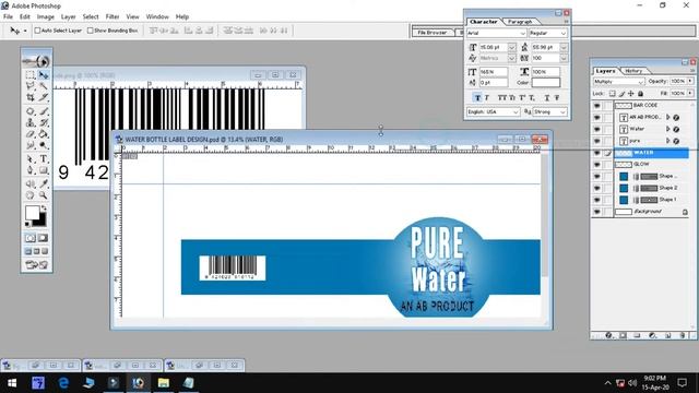 HOW TO DESIGN EASY WATER BOTTLE LABEL DESIGN IN PHOTOSHOP 7|Label Design Tutorial смотреть онлайн