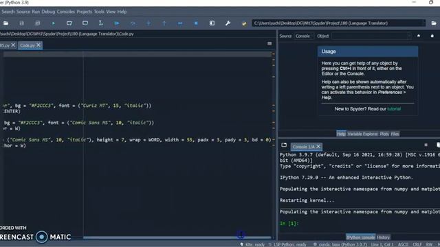 Darsh Garg / Project - 180 (Language Translator) / WhiteHat Jr / Python Coding / Spyder смотреть онлайн