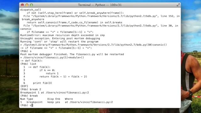 Debugging Python with pdb at the command line смотреть онлайн