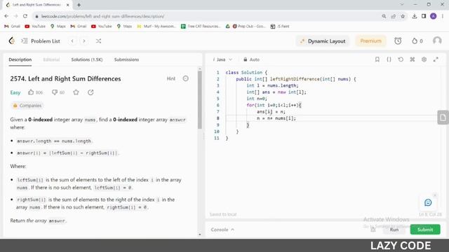 LeetCode in Java | Problem Solving in Array : Easy Question | Left and Right Sum Differences смотреть онлайн