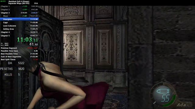 RE4 Separate Ways, PC Steam 60fps, 21:55.38 (22:49 IGT) смотреть онлайн