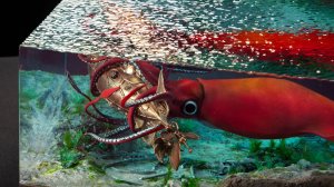 Огромный кальмар в океане напал на водолазов / Диорама на заказ