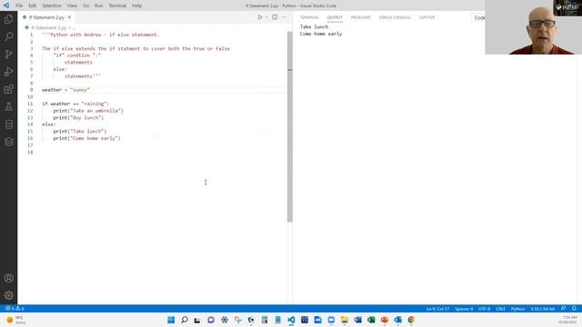 Python If Statement - Two selections - if else statement смотреть онлайн