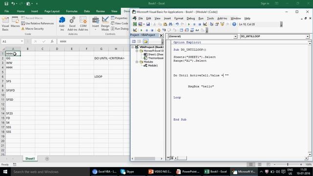 Learn Excel - Video 221 - VBA - Basics of DO UNTIL LOOP - Part 7 смотреть онлайн