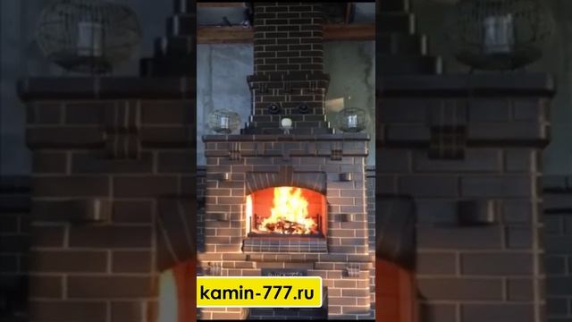 Уличный барбекю комплекс из кирпича с печью под казан