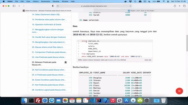 #04.c - Between Predicates | BELAJAR ORACLE 18C смотреть онлайн