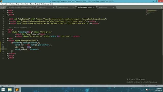 JavaScript Year Dropdown using Date() function смотреть онлайн