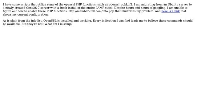 I just installed LAMP on a new CentOS 7 server - why are my php-openssl commands undefined? смотреть онлайн