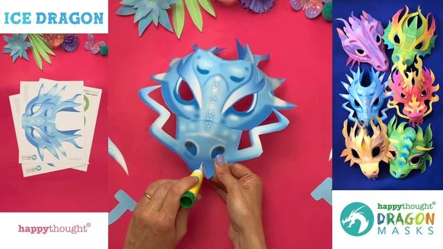 Easy DIY paper Ice Dragon 3D mask. Instantly download printable Dragon mask template • Happythought смотреть онлайн