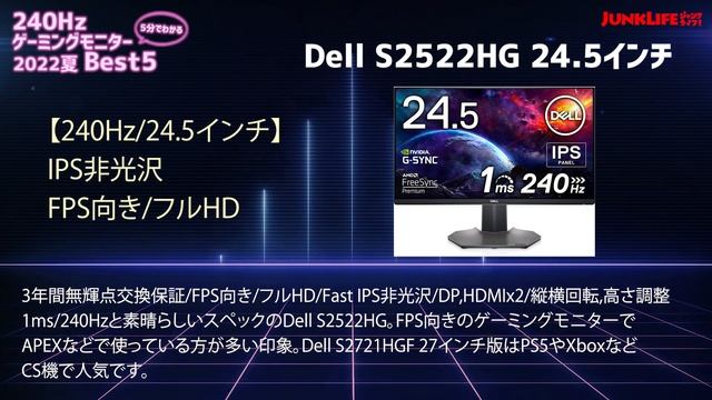 【5分でわかる】240Hzおすすめゲーミングモニター2022夏版 смотреть онлайн
