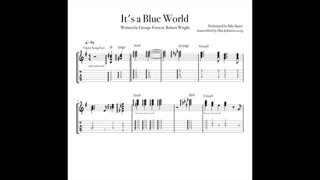 It's a Blue World by Billy Bauer Jazz Guitar Transcription смотреть онлайн